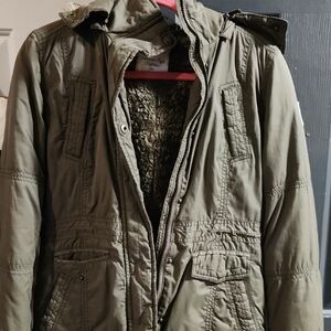 Vintage American Eagle Olive Green Hooded Parka Jacket